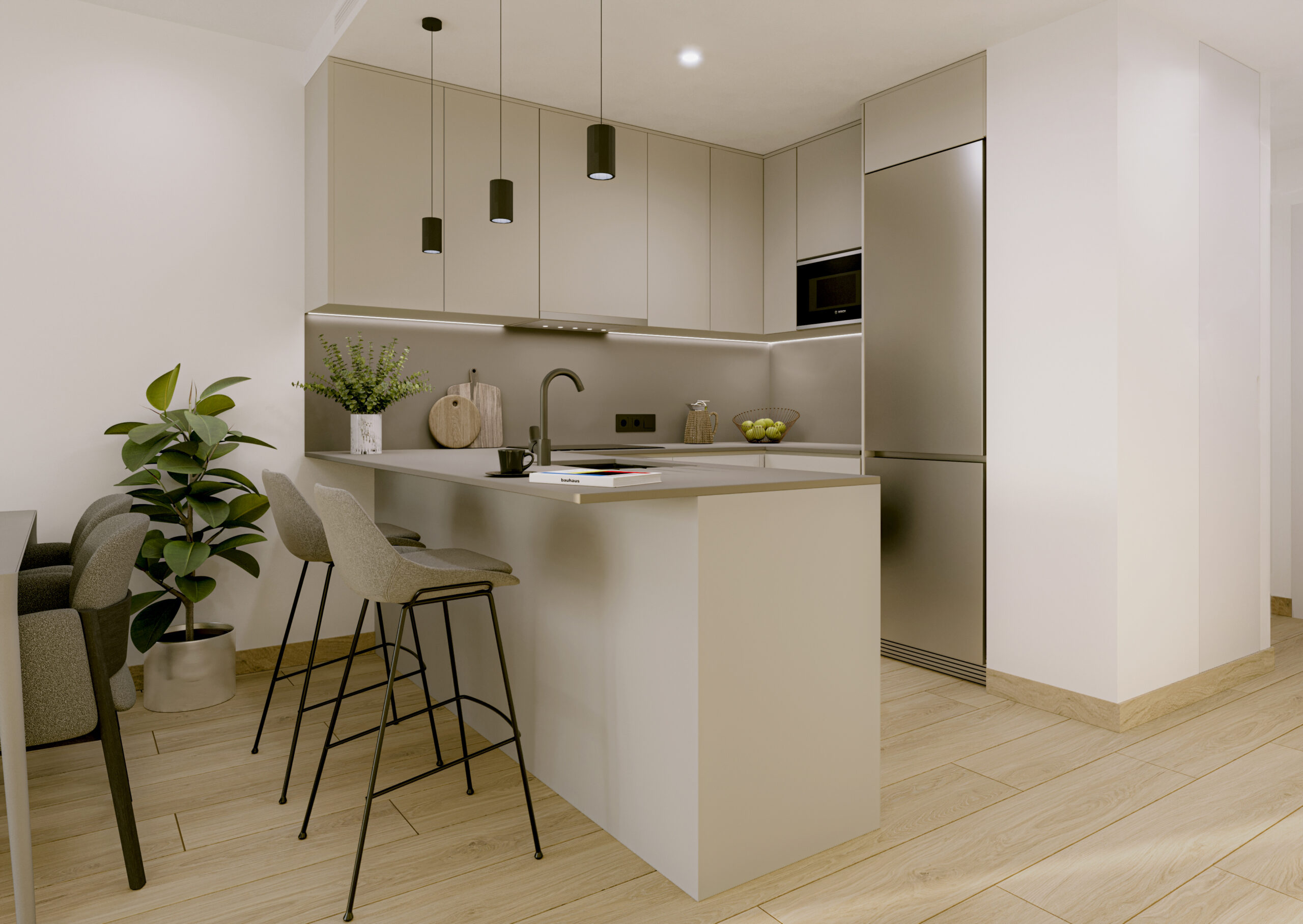 Kitchen and terraces